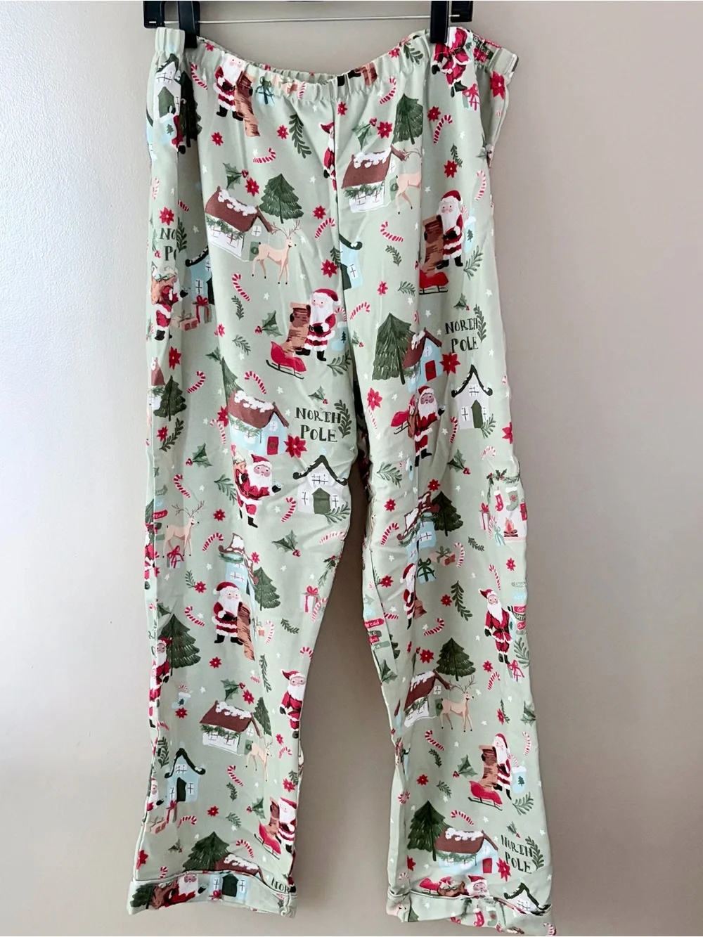 Pottery Barn Christmas Pajama Set Size L Adult North Pole Santa Flannel PJ